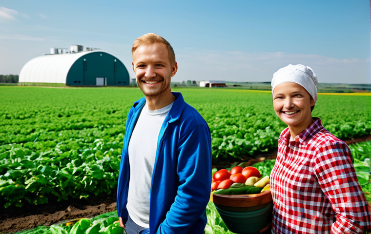 **
"A thriving local organic food production company, showcasing its commitment to sustainable practices. The image features happy farmers, lush green fields, and a modern, eco-friendly processing facility. Focus on the vibrant colors of fresh produce and the company's branding, emphasizing its dedication to supporting local agriculture and delivering high-quality, environmentally responsible products to Russian consumers. Fully clothed individuals. Safe for work. Appropriate content. Professional photography. Perfect anatomy. Natural proportions."
**