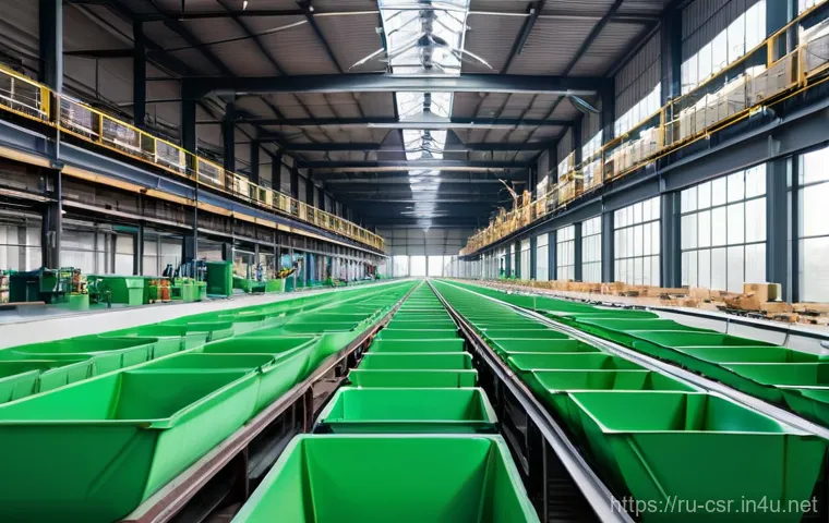 사회적 책임 경영 이론과 실무 통합 학습법 - **Environmental Responsibility in Action:**
A vibrant, modern factory interior bathed in natural...