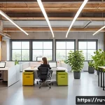 Home 21 사회적 책임 경영 자격증의 필요성 - A modern corporate office environment featuring a diverse team of professionals engaging in a social...