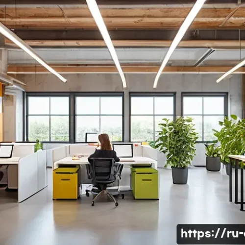 Home 33 사회적 책임 경영 자격증의 필요성 - A modern corporate office environment featuring a diverse team of professionals engaging in a social...
