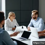 Home 20 사회적 책임 경영 업무 스트레스 관리법 - A modern corporate office scene showing a diverse team of professional employees engaged in an open ...